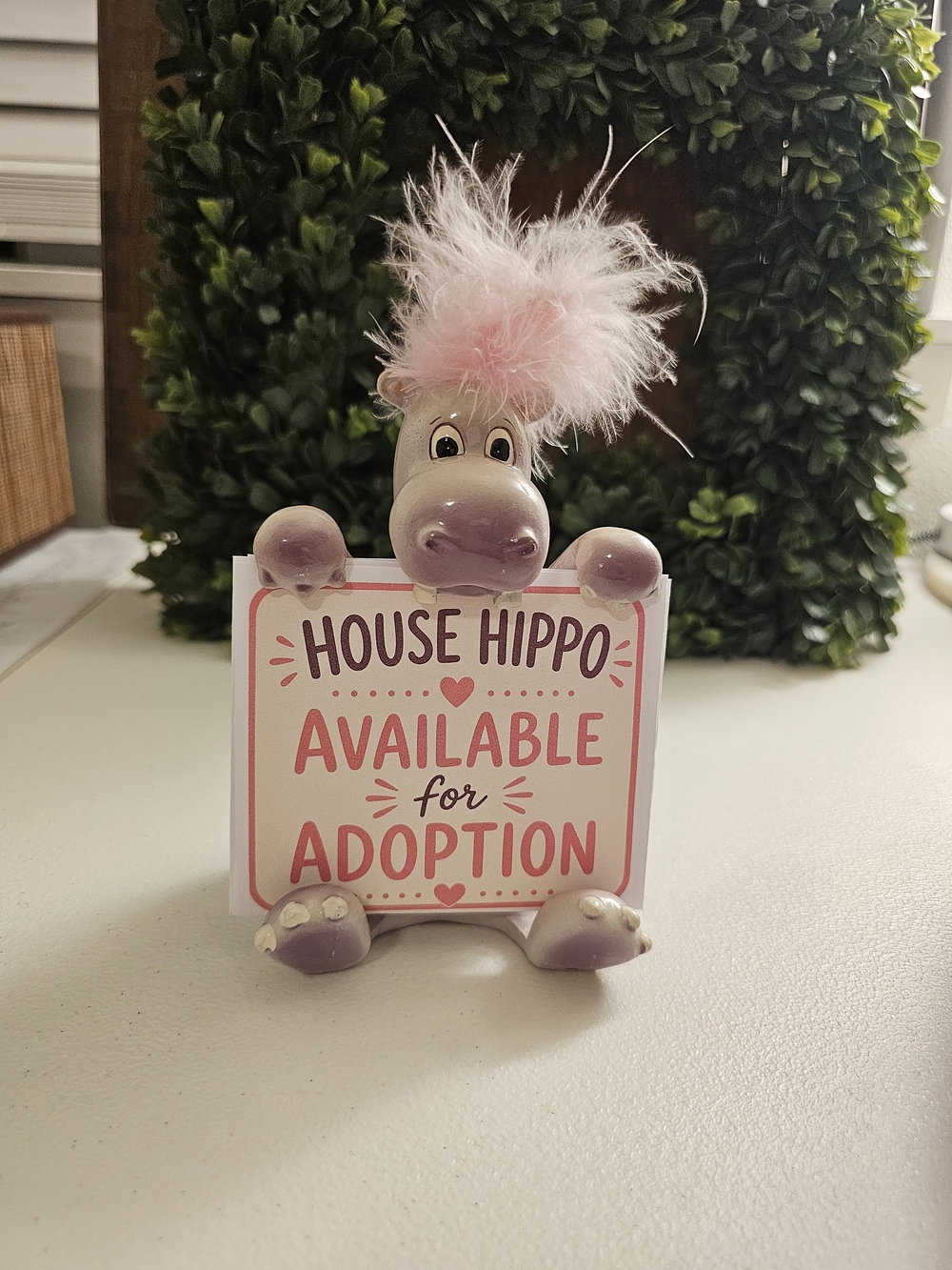 Fabulous Ceramic House Hippo / Sign or Picture Holder